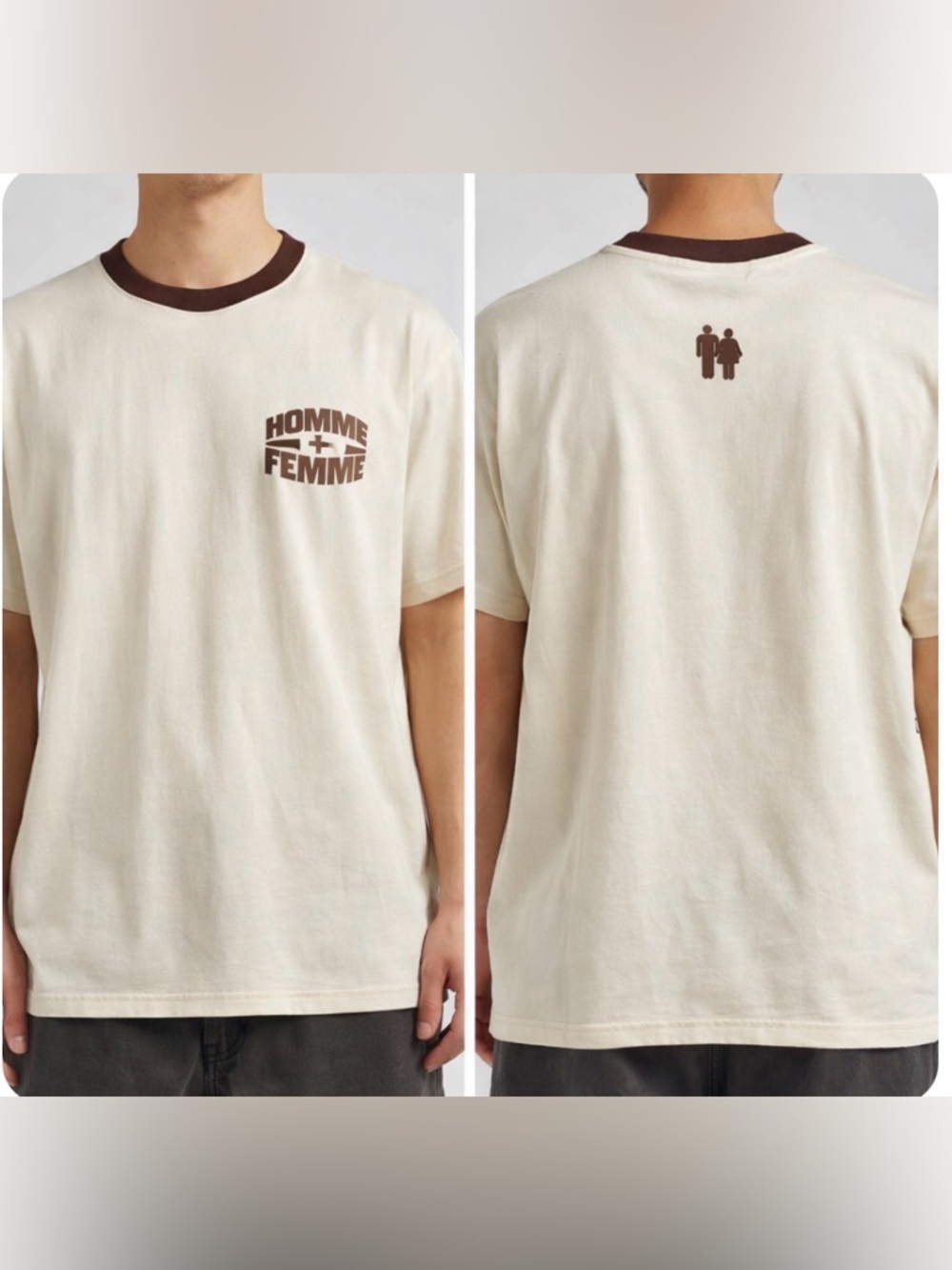 Homme + Femme LA Core Logo Tee Mens XL Tan Brown Streetwear Cotton Minimalist